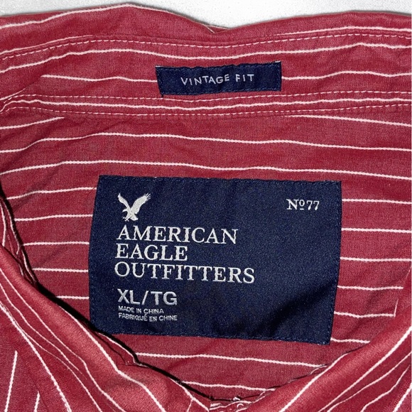AMERICAN EAGLE Men’s XL Vintage Fit Red White Stripe Button Down Shirt - Picture 10 of 12